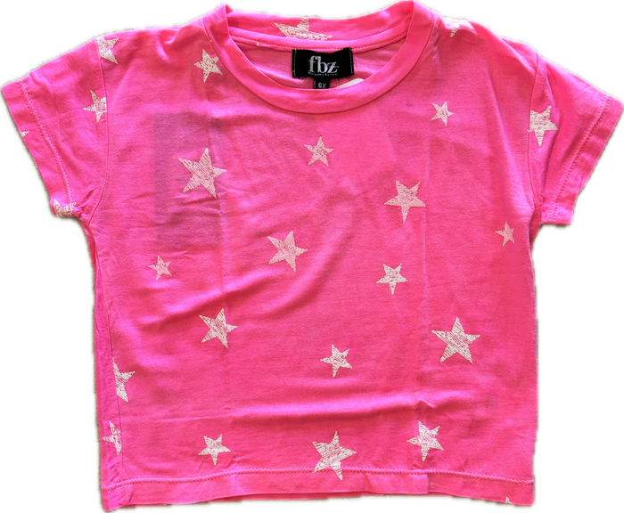 Flowers By Zoe- Top NeonPink White Stars