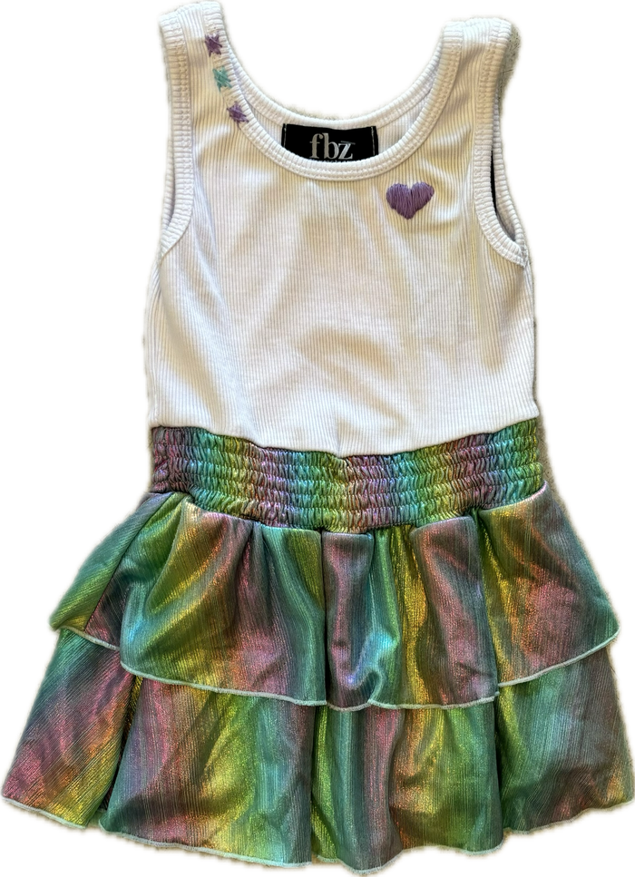 Flowers By Zoe- White/Metallic Baby Dress