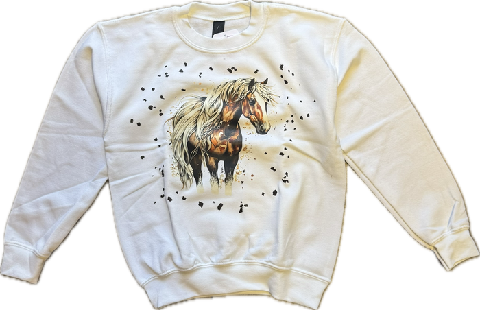 RHT- Dazzling Dream Horse Pullover Sweater (white)