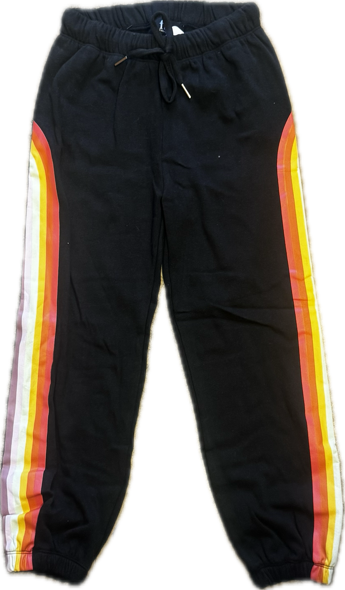 FLOWERS BY ZOE- Rainbow Stripes Sweatpants (black)