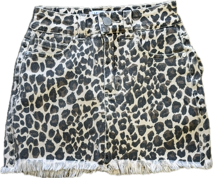 Vintage Havana- Leopard Frayed Hem Skort