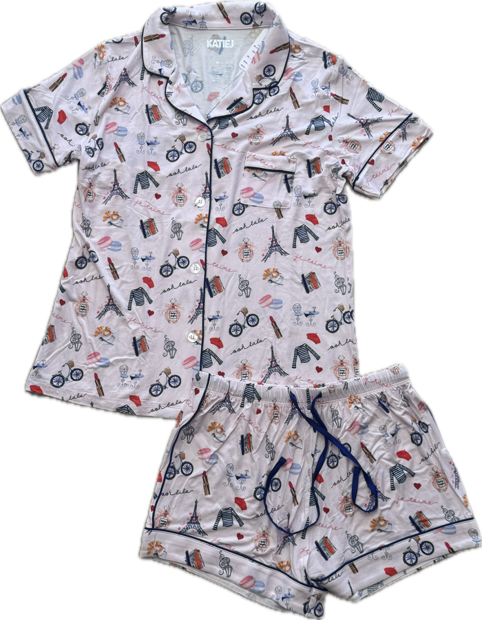 KATIEJ NYC- JUNIOR LYNN PRINTED SHORTS LOUNGE SET PARIS