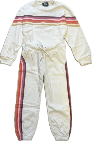 FLOWERS BY ZOE- Rainbow Stripes Sweatshirt (off white)