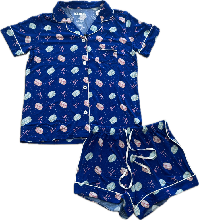 KATIEJ NYC- JUNIOR LYNN PRINTED SHORTS LOUNGE SET MACARONS