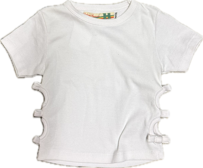 Vintage Havana- Ribbed Bow Tee (white)