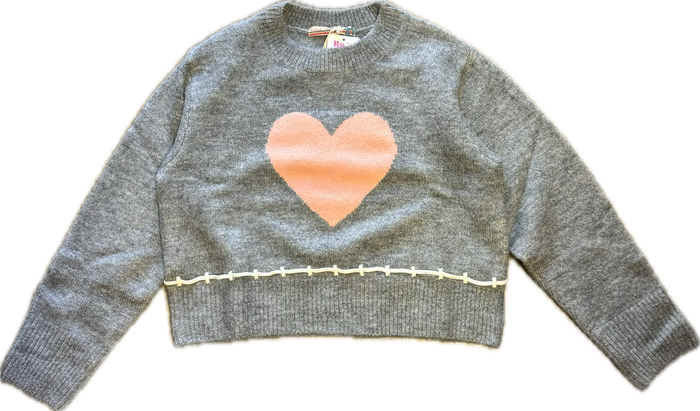 Vintage Havana-Grey With Pink Heart Sweater