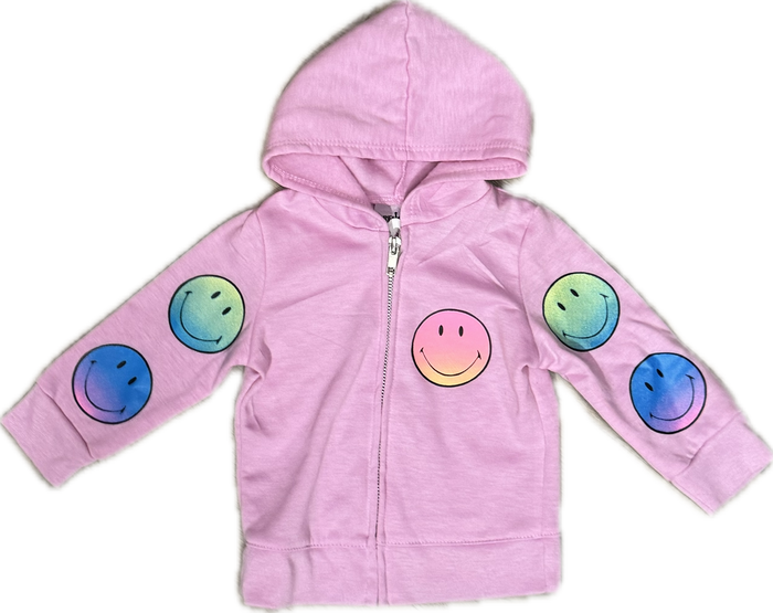 FIREHOUSE- Neon Smileys Zip-Up Hoodie (carnation)