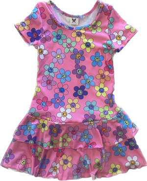 Social Butterfly- Pink Flowerchild Ruffle Dress