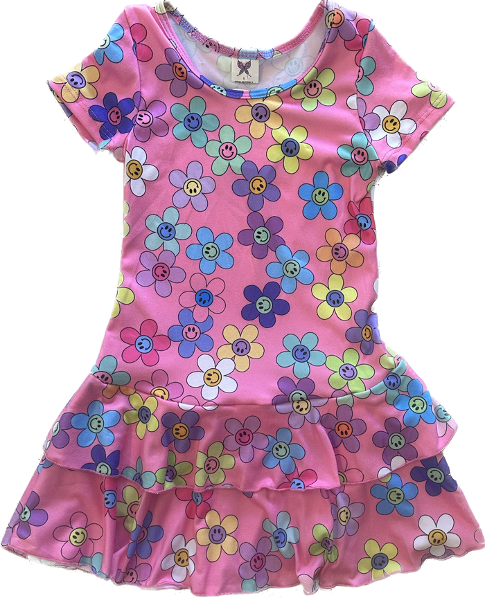 Social Butterfly- Pink Flowerchild Ruffle Dress