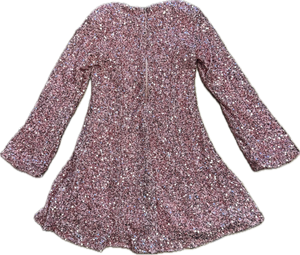 Flowers By Zoe- Pink Sequin Long Sleeve Dress