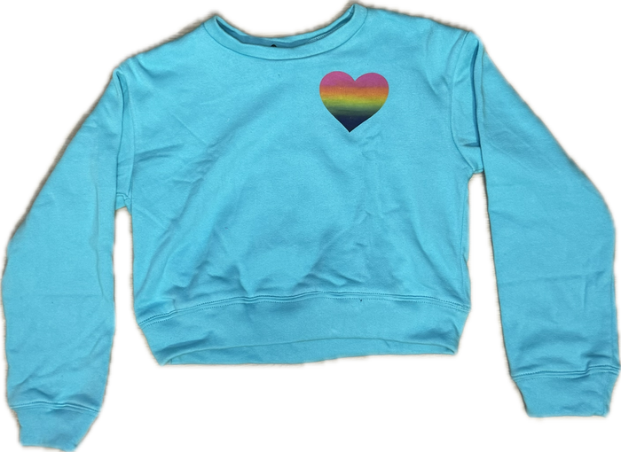 Flowers By Zoe- Ombre Heart Sweatshirt Aqua