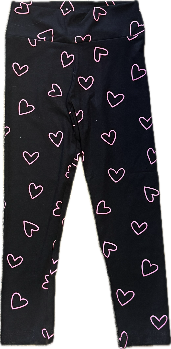 FLOWERS BY ZOE- Legging black multi heart pink