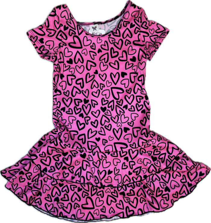 Soicial Butterfly- Hearts Ruffle Dress (Pink)