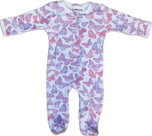 BABY STEPS- Footie/Butterflies, Lilac