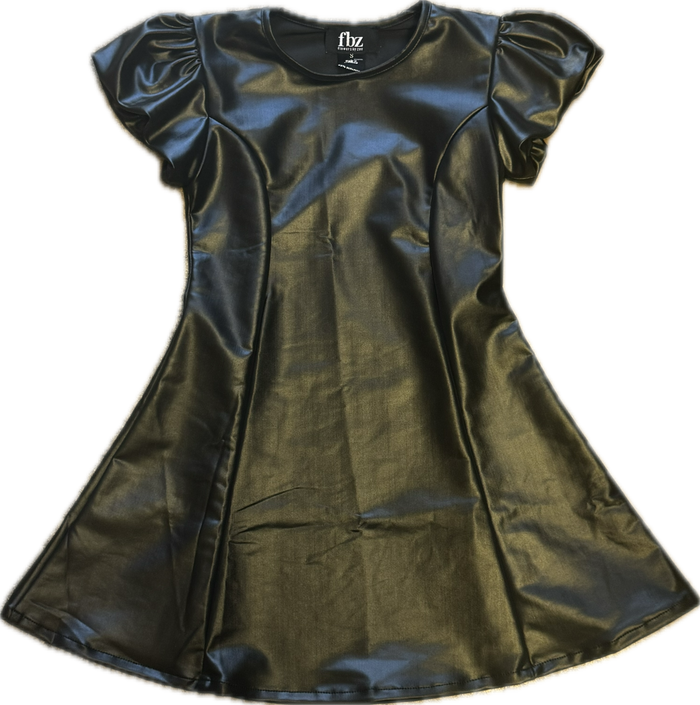 FLOWERS BY ZOE- Black Pleather Dress