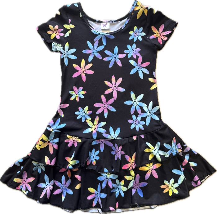 Social Butterfly-  S/S Ruffle Dress (Groovy Daisy)