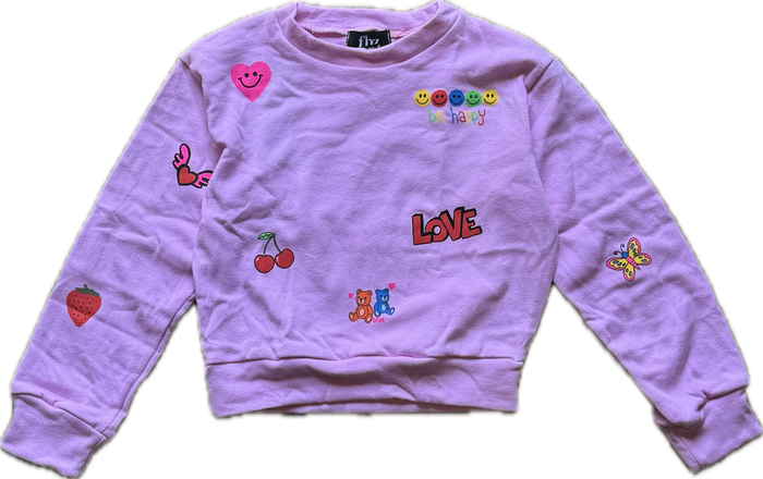 FLOWERS BY ZOE- Happiness Crewneck (bubblegum pink)