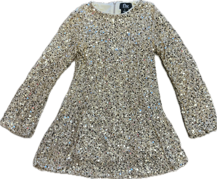 Flowers By Zoe- Gold Sequin Long Sleeve Dress