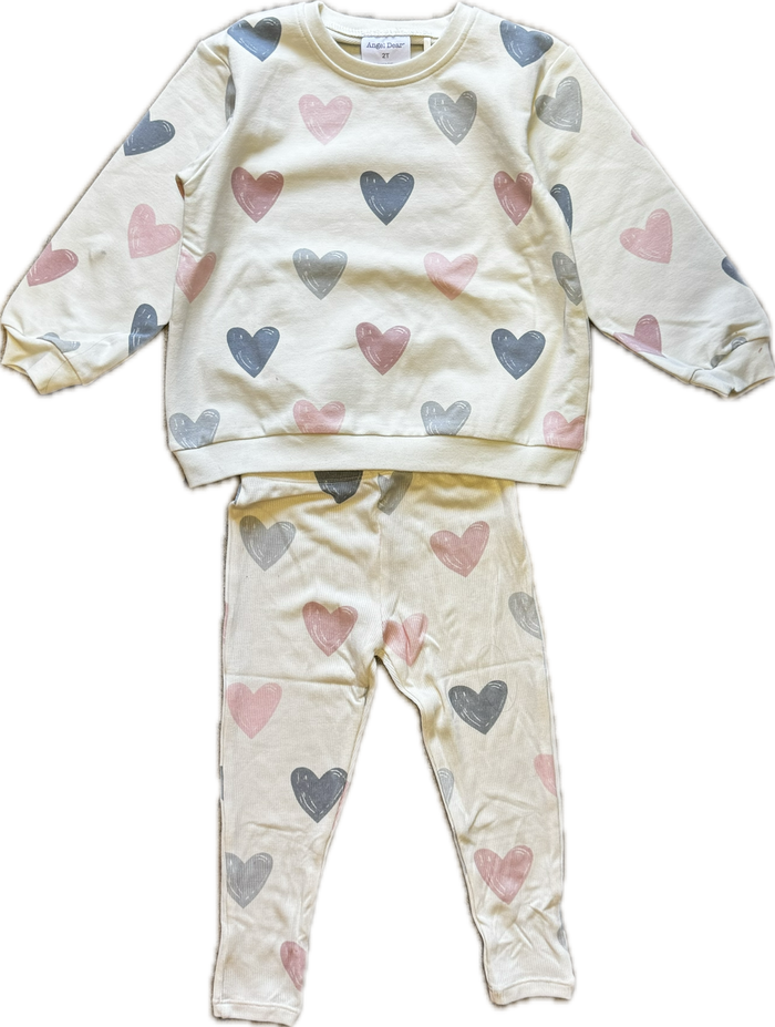 ANGEL DEAR- French Terry Oversized Sweatshirt + Leggings (Hearts)