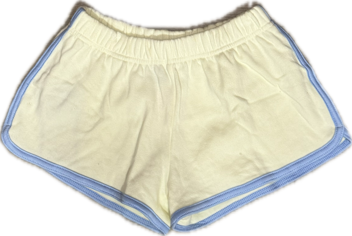 FLOWERS BY ZOE- YELLOW PASTEL BLUE TRIM SHORTS