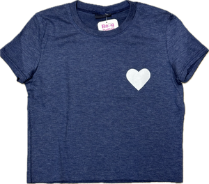 FIREHOUSE- Mini White Heart Shirt (heather navy)