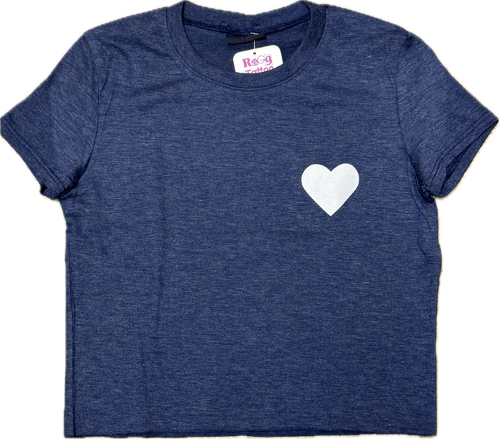 FIREHOUSE- Mini White Heart Shirt (heather navy)