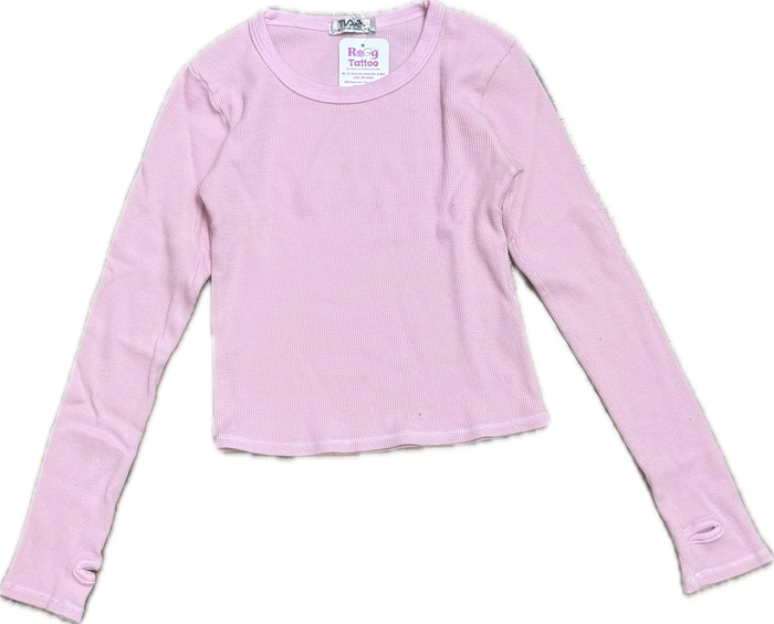 T2LOVE- L/S M&G CREW TOP W/THUMBHOLE (BALLET PINK)
