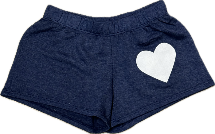 FIREHOUSE- Mini White Heart Shorts (heather navy)