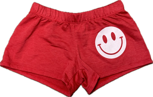 FIREHOUSE- Mini White Smiley Shorts (heather red)