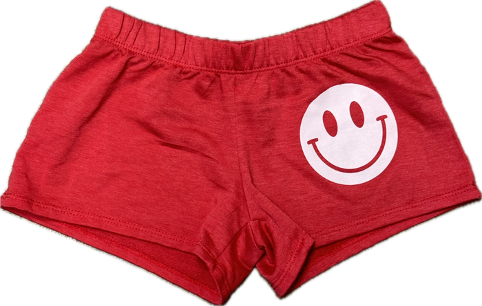 FIREHOUSE- Mini White Smiley Shorts (heather red)