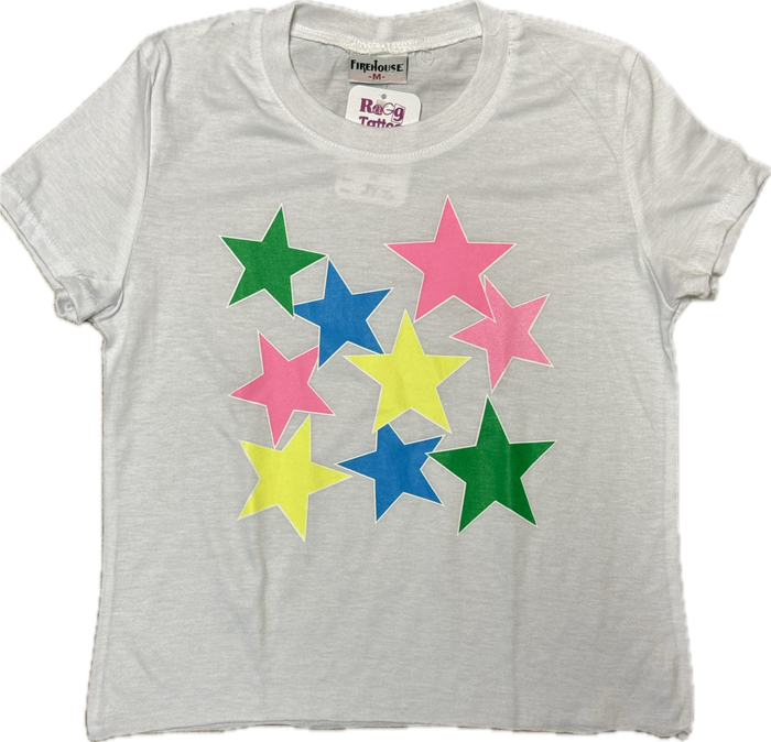 FIREHOUSE- Multi Neon Stars Shirt (white)