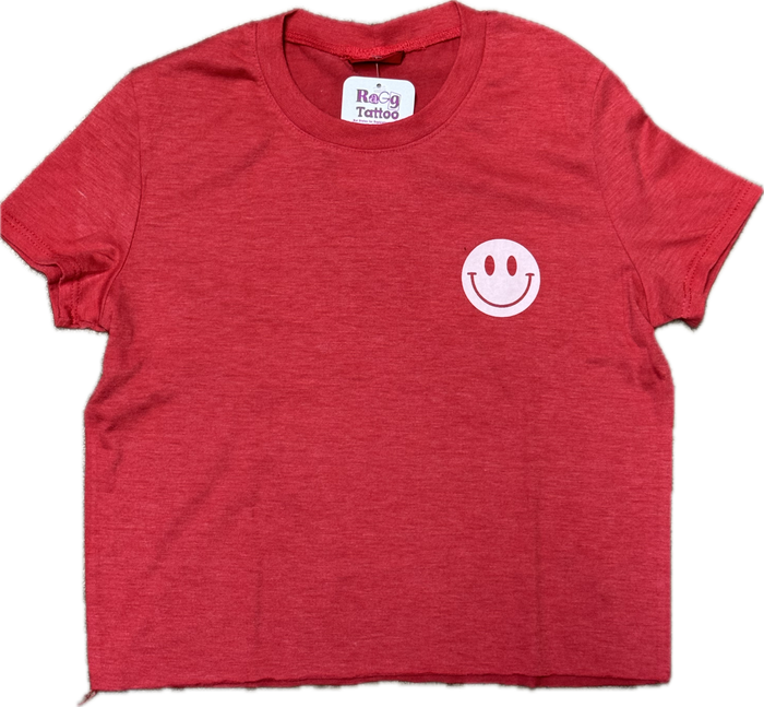 FIREHOUSE- Mini White Smiley T-shirt (heather red)