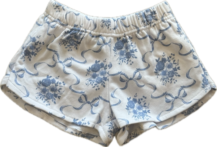 FLOWER BY ZOE- White Blue Bow Toile Shorts