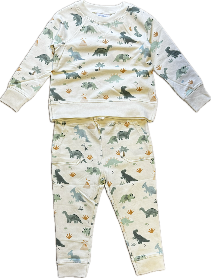 ANGEL DEAR- Raglan Sweatshirt + Jogger Set (Soft Dino)