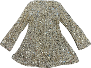 Flowers By Zoe- Gold Sequin Long Sleeve Dress