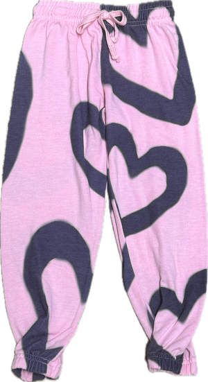 T2LOVE- ATHLETIC ELSTIC WAIST/CUFF PANT (pink hearts)
