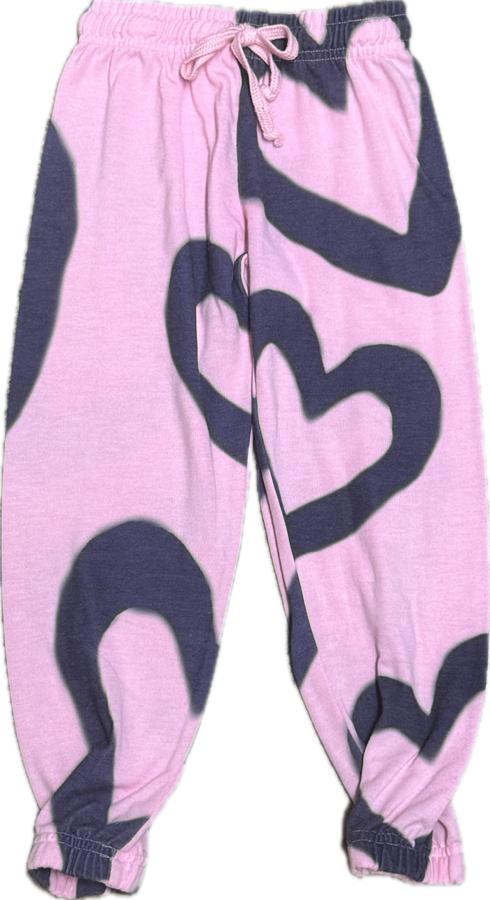 T2LOVE- ATHLETIC ELSTIC WAIST/CUFF PANT (pink hearts)