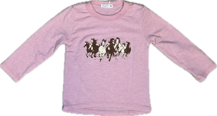 Cozii- L/S CREW TEE  RUNNING MUSTANGS (pink)