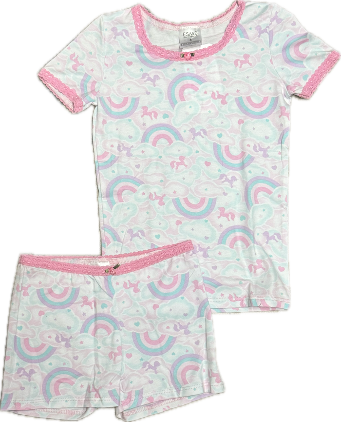 esme- Unicorn Short Sleeve & Shorts Pajama Set
