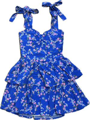 KATIEJ NYC- MASON  Dress Blue Floral Cascade