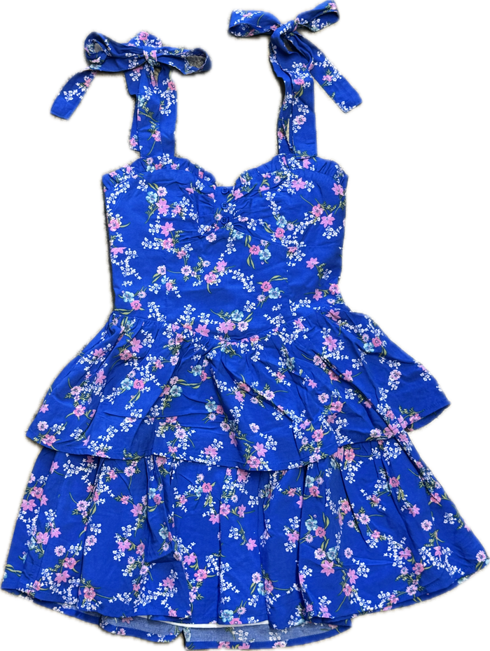 KATIEJ NYC- MASON  Dress Blue Floral Cascade