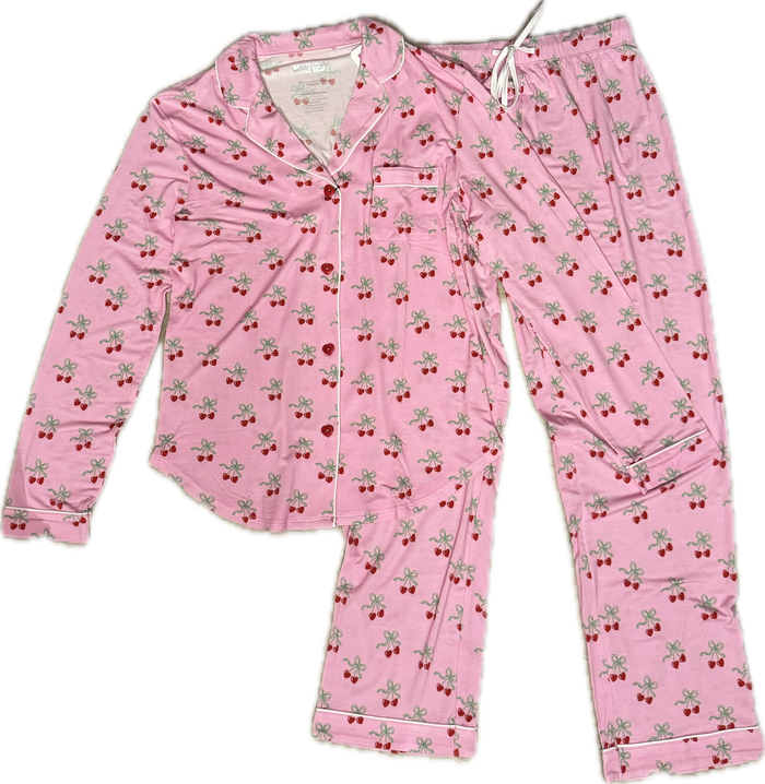 KATIEJ NYC- JUNIOR  MAIA PRINT LOUNGE SET (cherry bows)