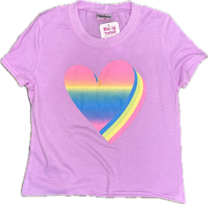 FIREHOUSE- 3D Rainbow Heart Tee (grape)