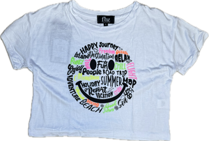Flowers By Zoe- Happy Words Smiley Shirt (White)