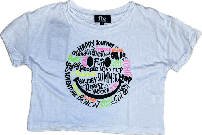 Flowers By Zoe- Happy Words Smiley Shirt (White)