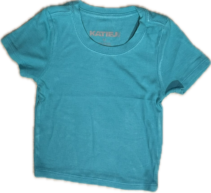 KatieJ NYC- TWEEN LIVI RIBBED TEE (pool blue)