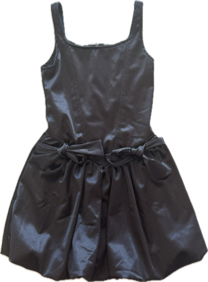 Flowers By Zoe- Black Satin Dress