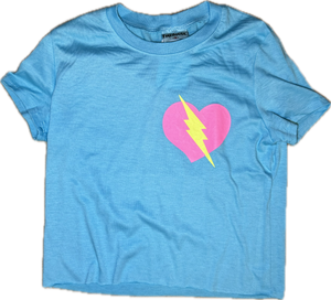 FIREHOUSE- Lightning Strike Heart T-shirt (Bright Aqua)