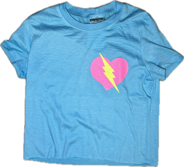 FIREHOUSE- Lightning Strike Heart T-shirt (Bright Aqua)