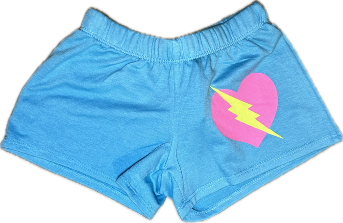 FIREHOUSE- Lightning Strike Heart Shorts (Bright Aqua)